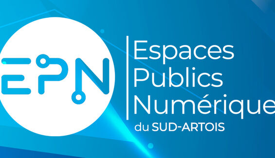 logo des espaces numériques avec fond bleu